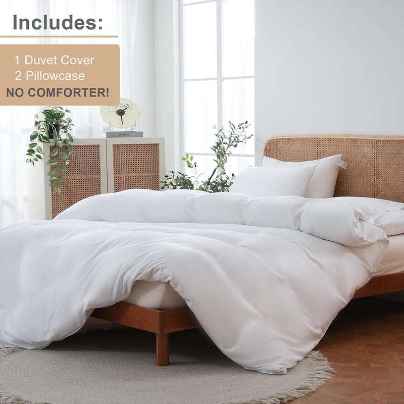 ARlinen Oversize King Duvet Cover Set, 100% Egyptian Cotton, 3 Piece Bedding Set with Zipper Closure, Includes 1 White Duvet Cover (120x98 inches) and 2 Pillow Cases (20x40 inches) - Image 2